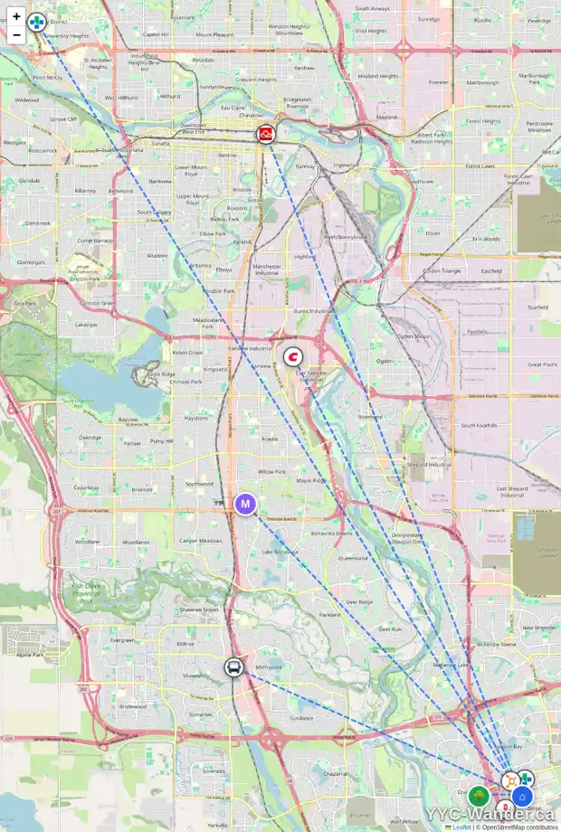 Daily accessibility map for 19480 37 ST SE, Calgary showing nearby schools, grocery stores, parks, LRT stations and nearby amenities