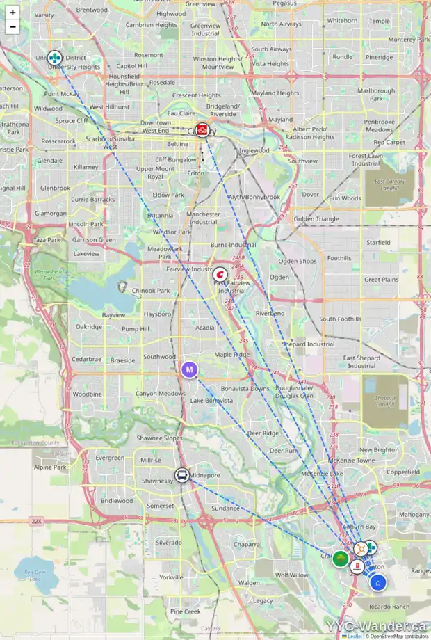 Daily accessibility map for 143 SETON HE SE, Calgary showing nearby schools, grocery stores, parks, LRT stations and nearby amenities
