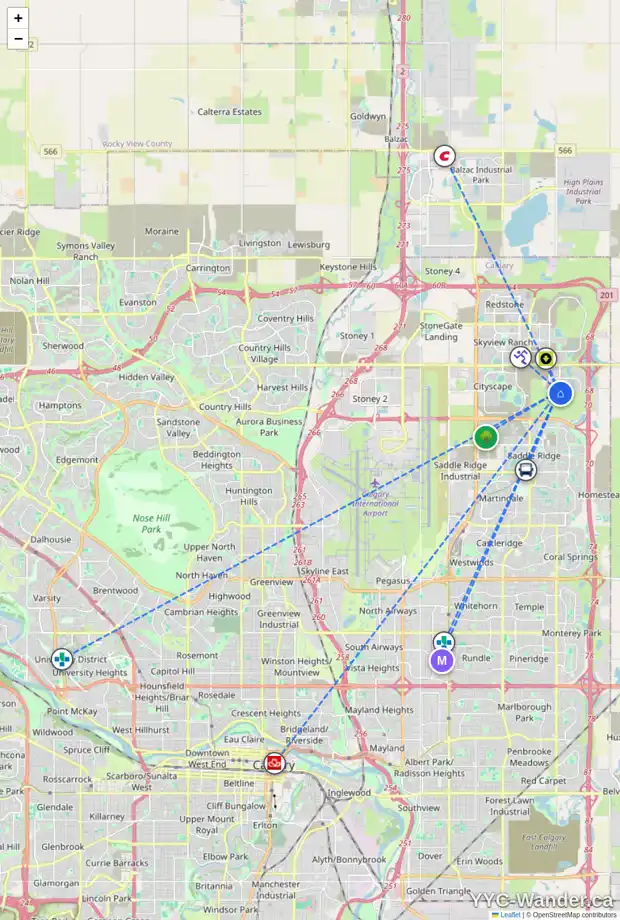 Daily accessibility map for 163 CORNER MEADOWS WY NE, Calgary showing nearby schools, grocery stores, parks, LRT stations and nearby amenities