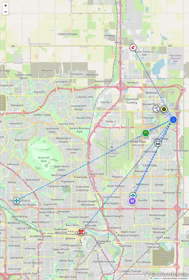 Daily accessibility map for 401 CORNER MEADOWS WY NE, Calgary showing nearby schools, grocery stores, parks, LRT stations and nearby amenities