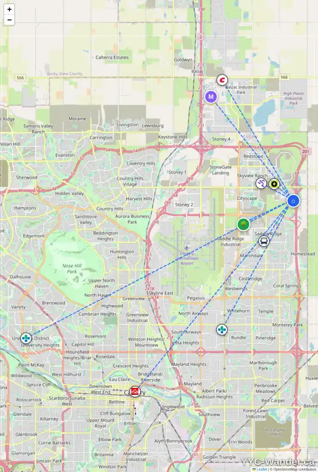Daily accessibility map for 1340 CORNERSTONE WY NE, Calgary showing nearby schools, grocery stores, parks, LRT stations and nearby amenities