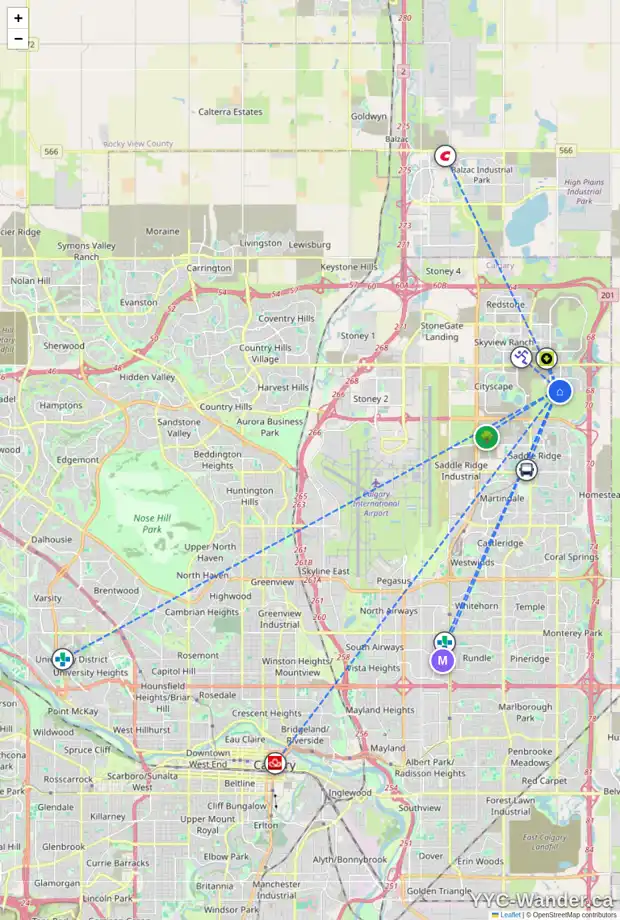 Daily accessibility map for 140 CORNER MEADOWS WY NE, Calgary showing nearby schools, grocery stores, parks, LRT stations and nearby amenities