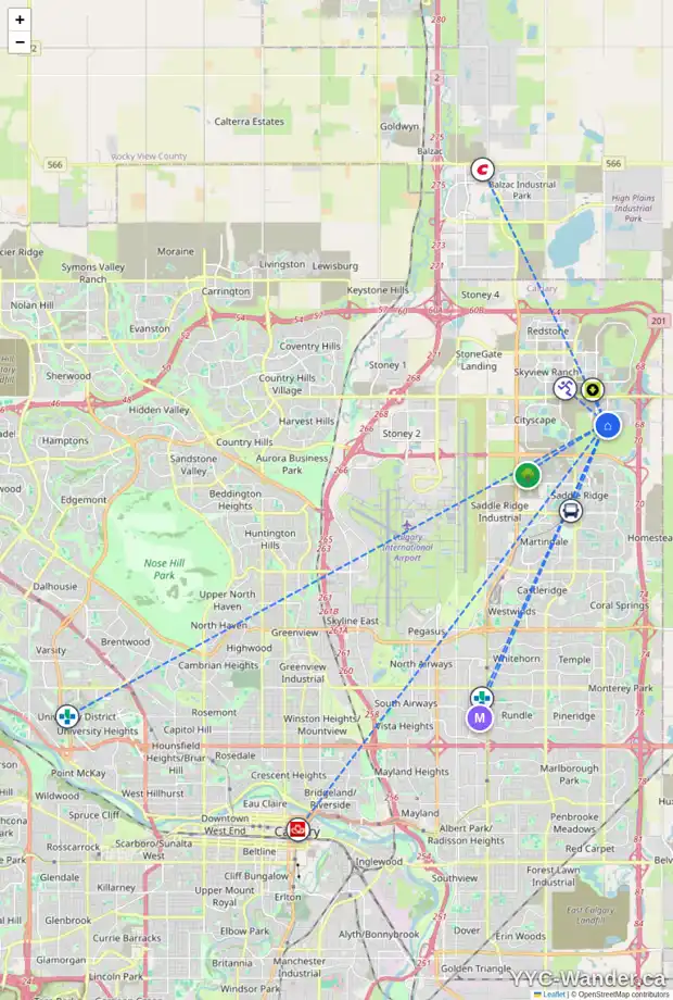 Daily accessibility map for 152 CORNER MEADOWS WY NE, Calgary showing nearby schools, grocery stores, parks, LRT stations and nearby amenities