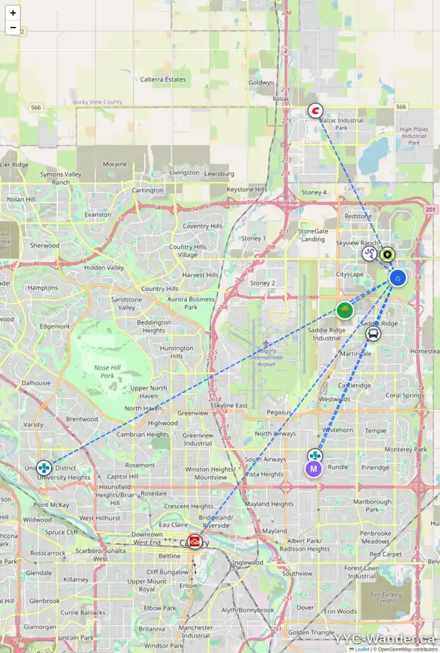Daily accessibility map for 168 CORNER MEADOWS WY NE, Calgary showing nearby schools, grocery stores, parks, LRT stations and nearby amenities