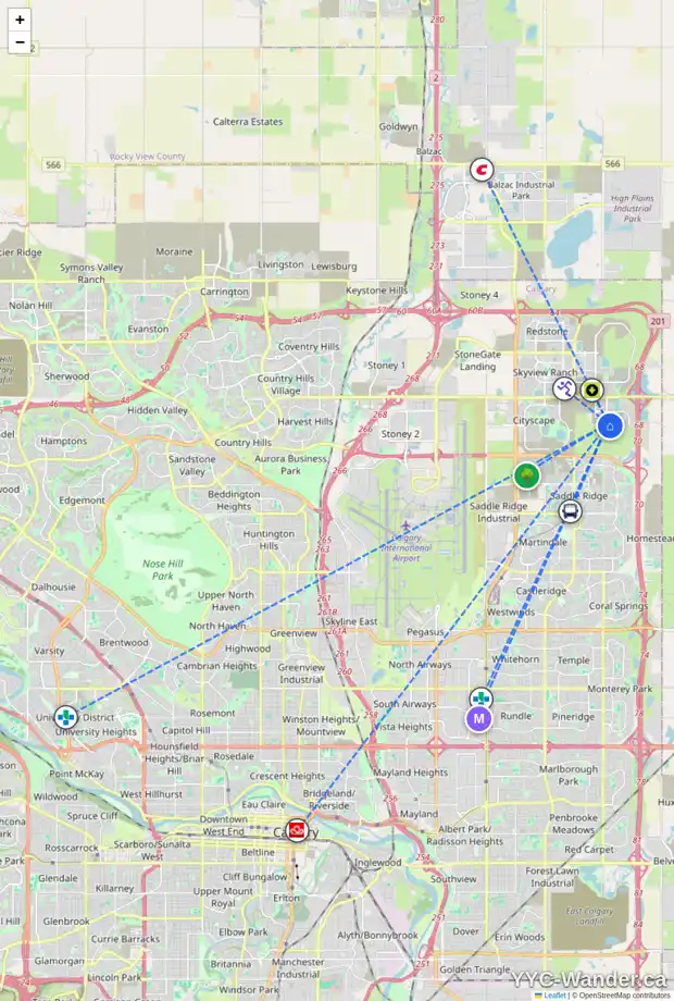 Daily accessibility map for 200 CORNER MEADOWS WY NE, Calgary showing nearby schools, grocery stores, parks, LRT stations and nearby amenities