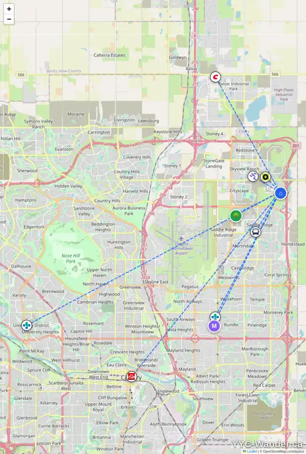 Daily accessibility map for 402 CORNER MEADOWS WY NE, Calgary showing nearby schools, grocery stores, parks, LRT stations and nearby amenities