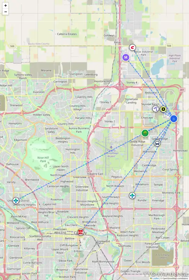Daily accessibility map for 122 CORNER MEADOWS RO NE, Calgary showing nearby schools, grocery stores, parks, LRT stations and nearby amenities