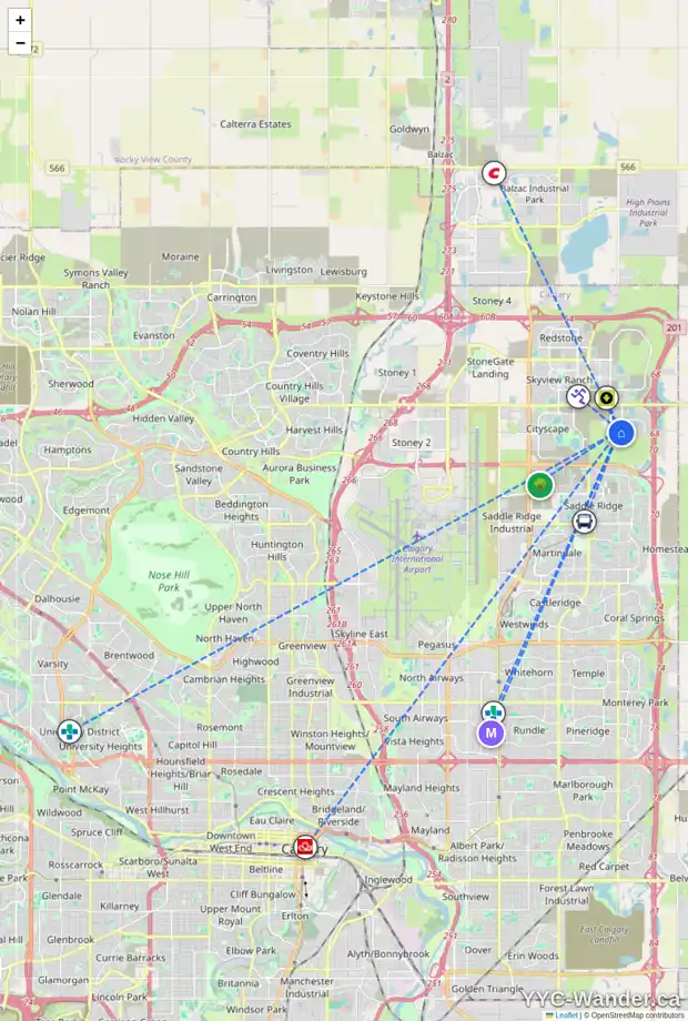 Daily accessibility map for 135 CORNER MEADOWS AV NE, Calgary showing nearby schools, grocery stores, parks, LRT stations and nearby amenities