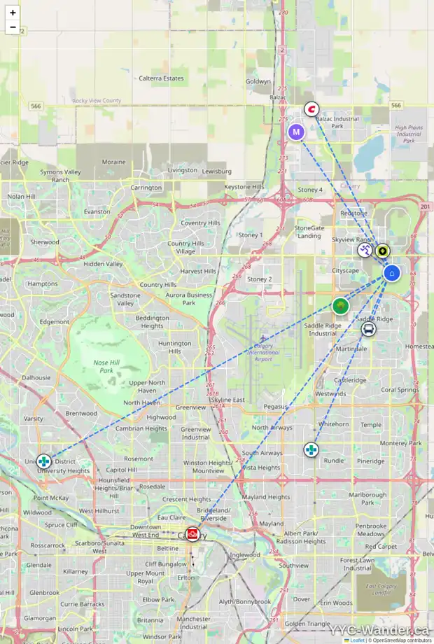 Daily accessibility map for 139 CORNER MEADOWS AV NE, Calgary showing nearby schools, grocery stores, parks, LRT stations and nearby amenities