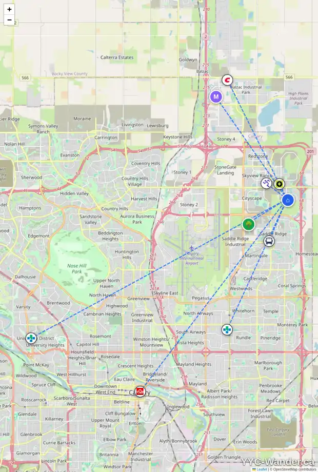 Daily accessibility map for 191 CORNER MEADOWS AV NE, Calgary showing nearby schools, grocery stores, parks, LRT stations and nearby amenities