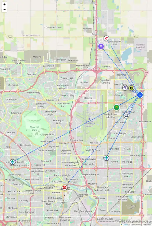 Daily accessibility map for 1263 CORNERSTONE WY NE, Calgary showing nearby schools, grocery stores, parks, LRT stations and nearby amenities