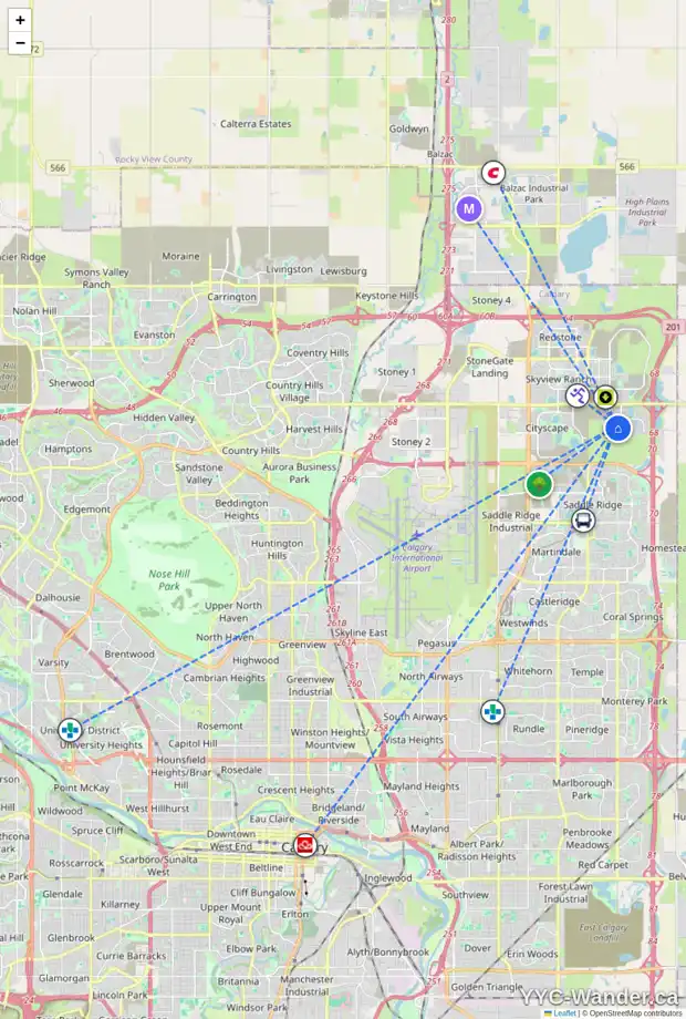 Daily accessibility map for 627 CORNERSTONE DR NE, Calgary showing nearby schools, grocery stores, parks, LRT stations and nearby amenities
