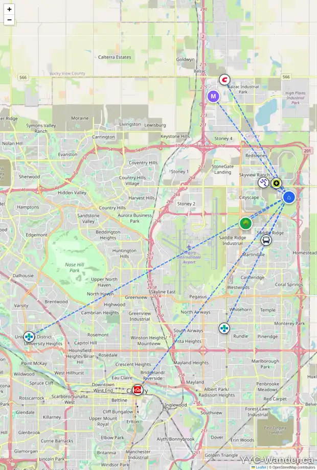 Daily accessibility map for 335 CORNER MEADOWS AV NE, Calgary showing nearby schools, grocery stores, parks, LRT stations and nearby amenities