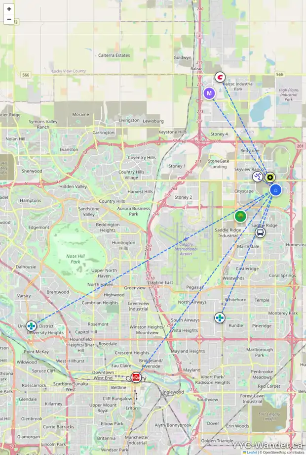 Daily accessibility map for 667 CORNERSTONE DR NE, Calgary showing nearby schools, grocery stores, parks, LRT stations and nearby amenities