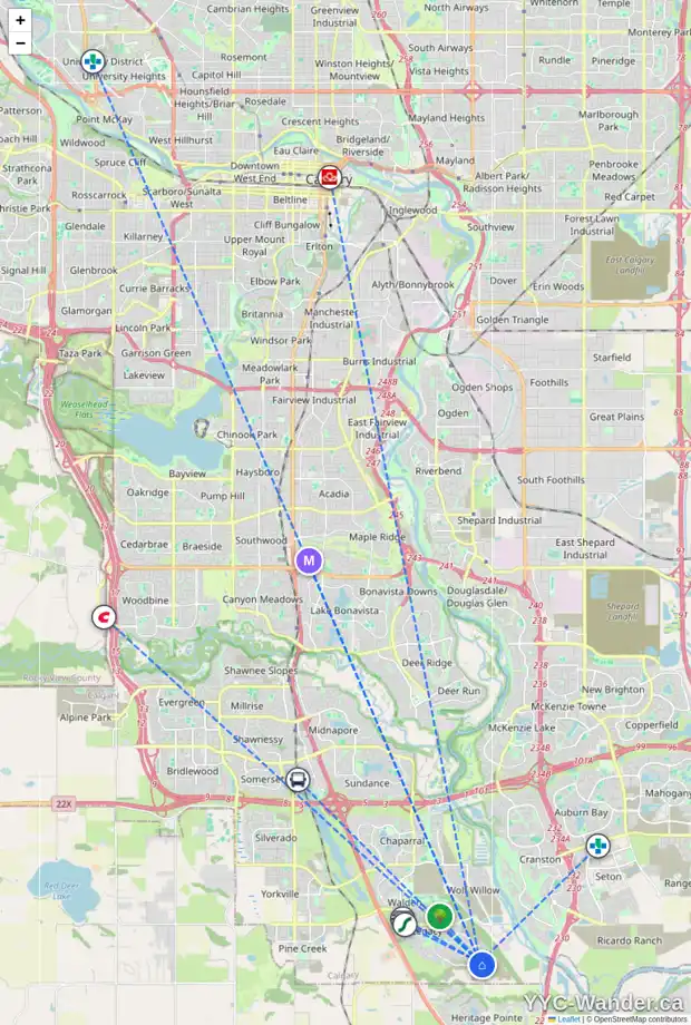 Daily accessibility map for 23 LEGACY GLEN RI SE, Calgary showing nearby schools, grocery stores, parks, LRT stations and nearby amenities