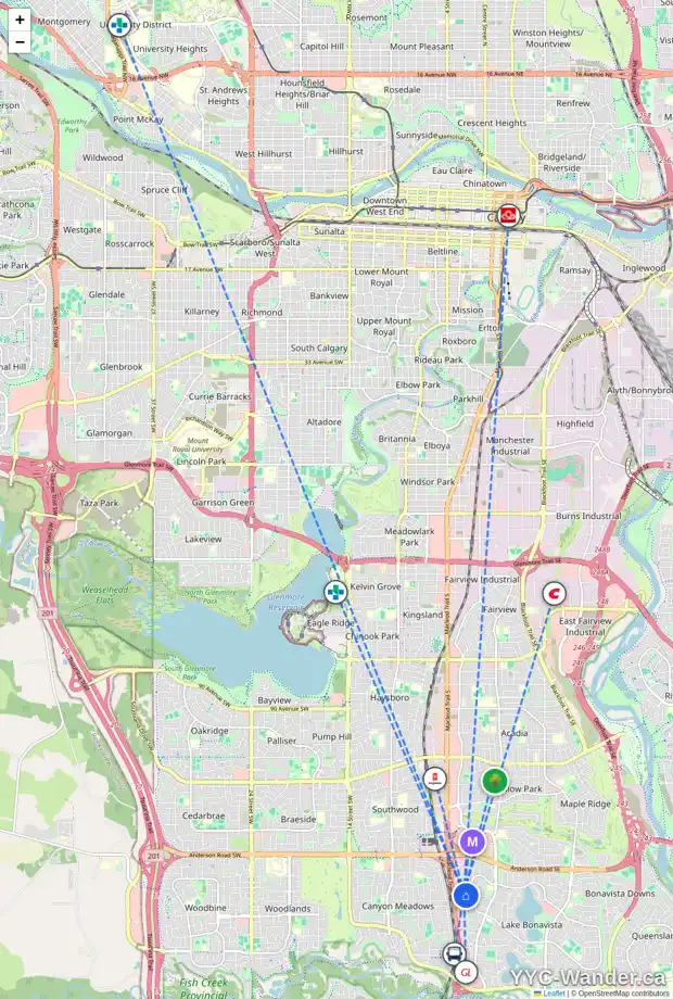 Daily accessibility map for 1109 LAKE FRASER CO SE, Calgary showing nearby schools, grocery stores, parks, LRT stations and nearby amenities