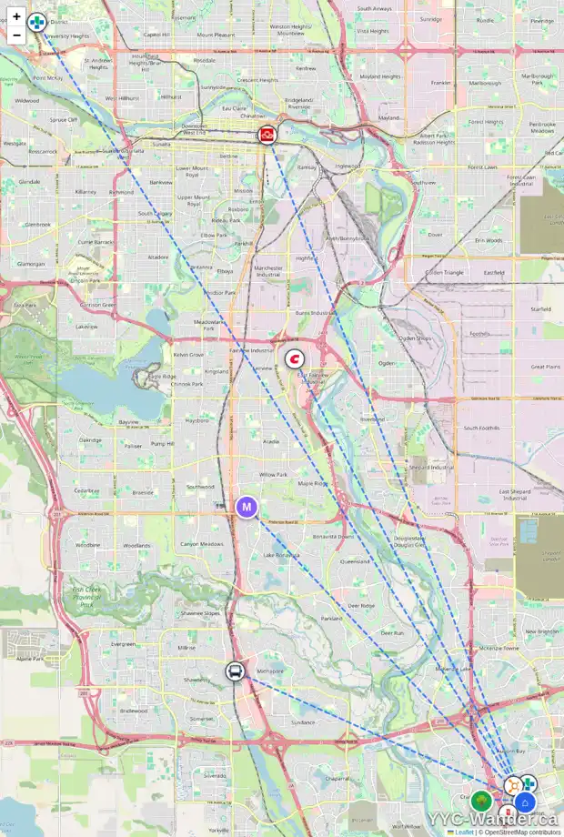Daily accessibility map for 122 19500 37 ST SE, Calgary showing nearby schools, grocery stores, parks, LRT stations and nearby amenities
