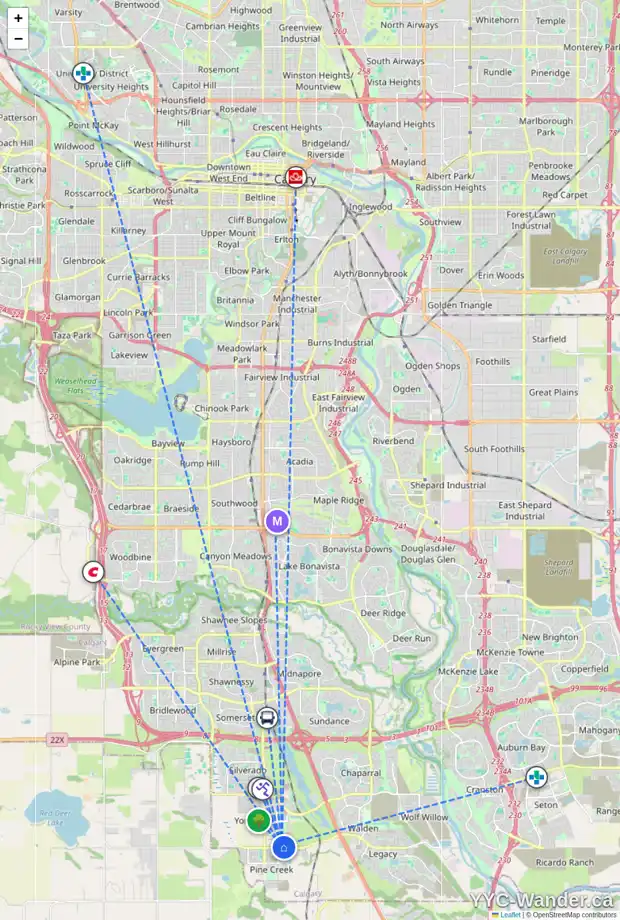 Daily accessibility map for 508 850 BELMONT DR SW, Calgary showing nearby schools, grocery stores, parks, LRT stations and nearby amenities