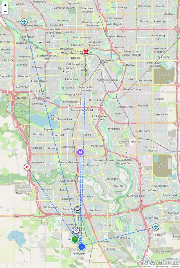 Daily accessibility map for 858 BELMONT DR SW, Calgary showing nearby schools, grocery stores, parks, LRT stations and nearby amenities