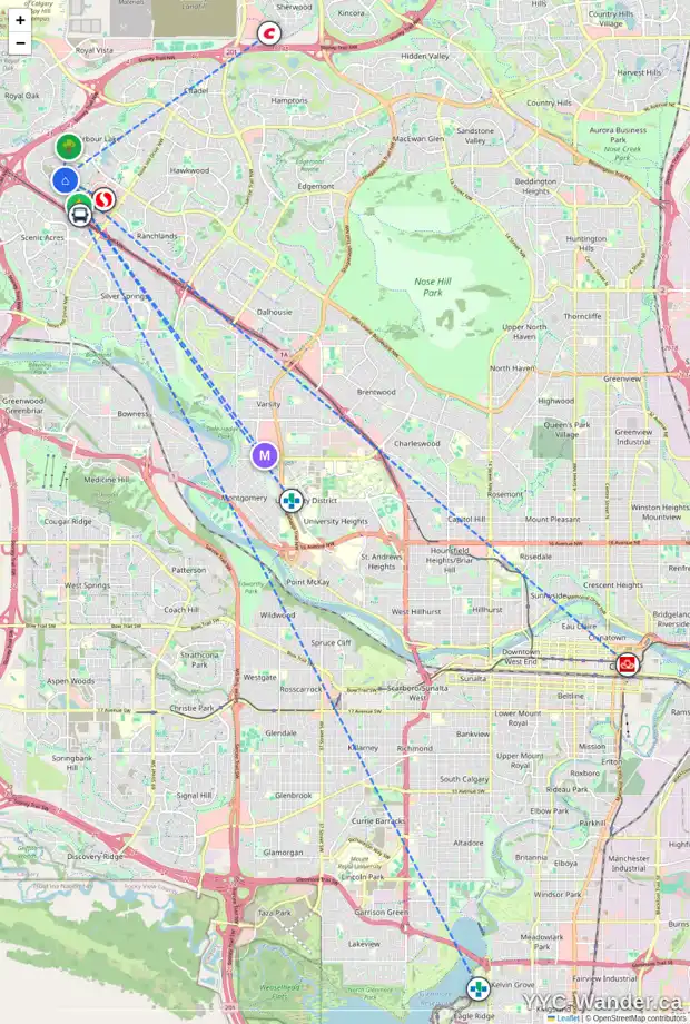 Daily accessibility map for 141 ARBOUR LAKE HL NW, Calgary showing nearby schools, grocery stores, parks, LRT stations and nearby amenities