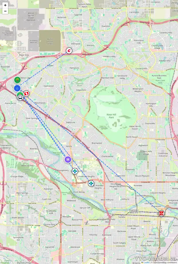 Daily accessibility map for 152 ARBOUR LAKE HL NW, Calgary showing nearby schools, grocery stores, parks, LRT stations and nearby amenities