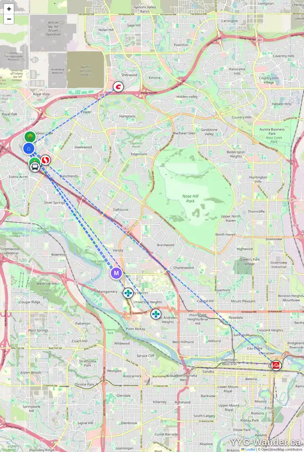 Daily accessibility map for 270 ARBOUR LAKE VW NW, Calgary showing nearby schools, grocery stores, parks, LRT stations and nearby amenities