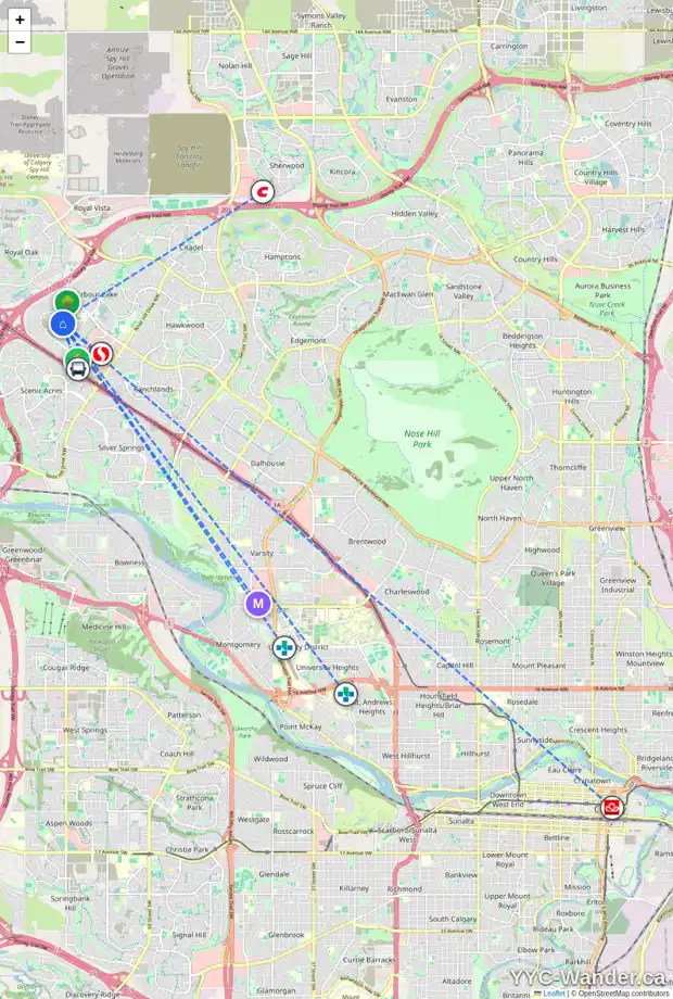 Daily accessibility map for 103 ARBOUR LAKE HT NW, Calgary showing nearby schools, grocery stores, parks, LRT stations and nearby amenities