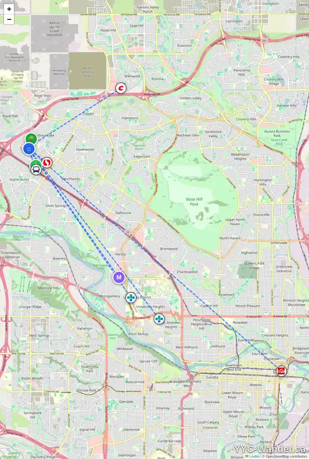 Daily accessibility map for 95 ARBOUR LAKE HT NW, Calgary showing nearby schools, grocery stores, parks, LRT stations and nearby amenities