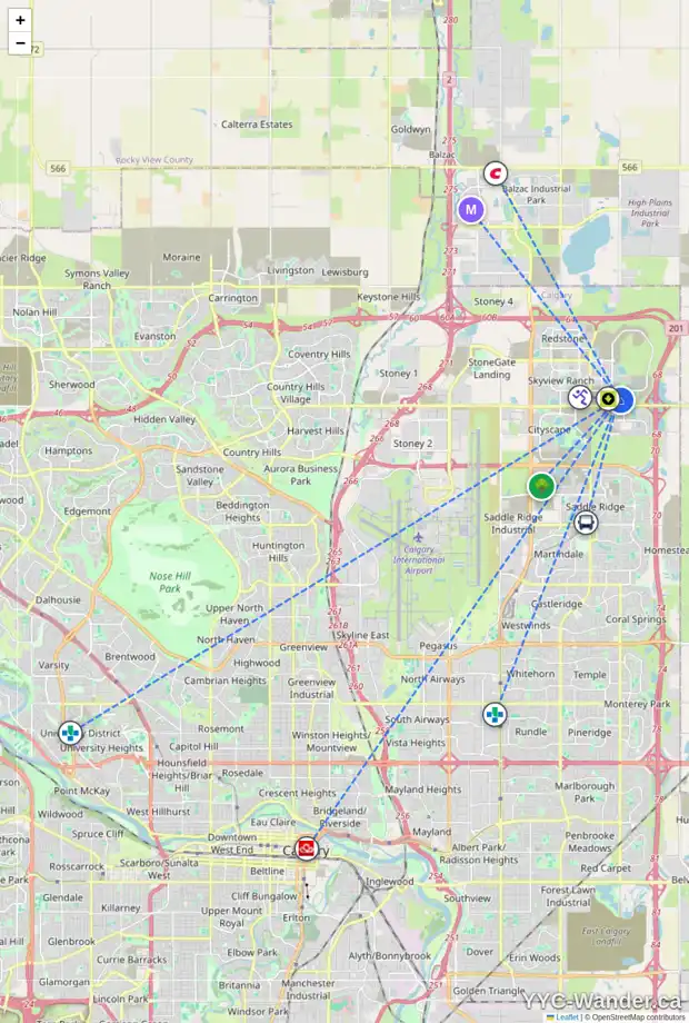 Daily accessibility map for 277 CORNERSTONE GV NE, Calgary showing nearby schools, grocery stores, parks, LRT stations and nearby amenities