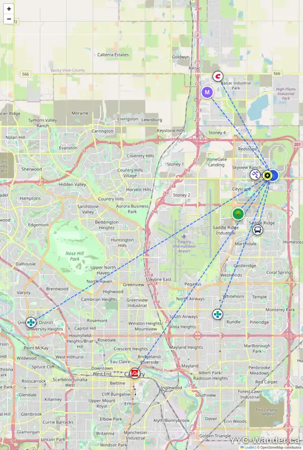 Daily accessibility map for 272 CORNERSTONE GV NE, Calgary showing nearby schools, grocery stores, parks, LRT stations and nearby amenities