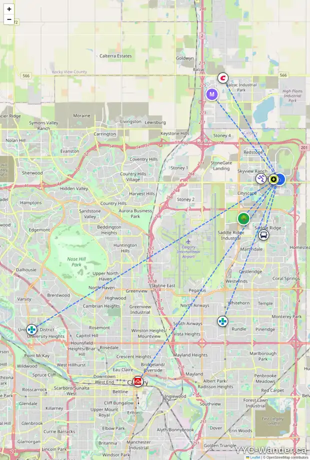 Daily accessibility map for 276 CORNERSTONE GV NE, Calgary showing nearby schools, grocery stores, parks, LRT stations and nearby amenities