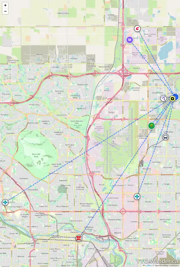 Daily accessibility map for 4057 CORNERSTONE BV NE, Calgary showing nearby schools, grocery stores, parks, LRT stations and nearby amenities