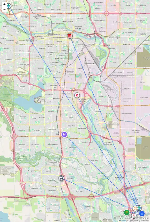 Daily accessibility map for 201 4250 SETON DR SE, Calgary showing nearby schools, grocery stores, parks, LRT stations and nearby amenities