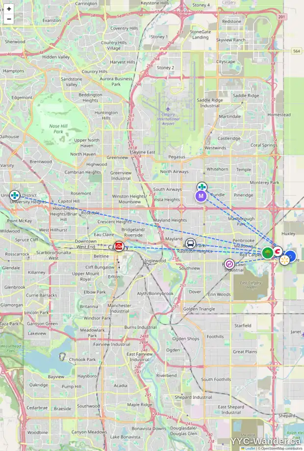 Daily accessibility map for 78 BELVEDERE AV SE, Calgary showing nearby schools, grocery stores, parks, LRT stations and nearby amenities