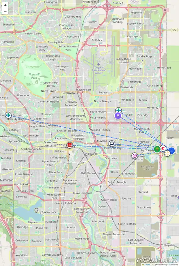 Daily accessibility map for 144 BELVEDERE AV SE, Calgary showing nearby schools, grocery stores, parks, LRT stations and nearby amenities