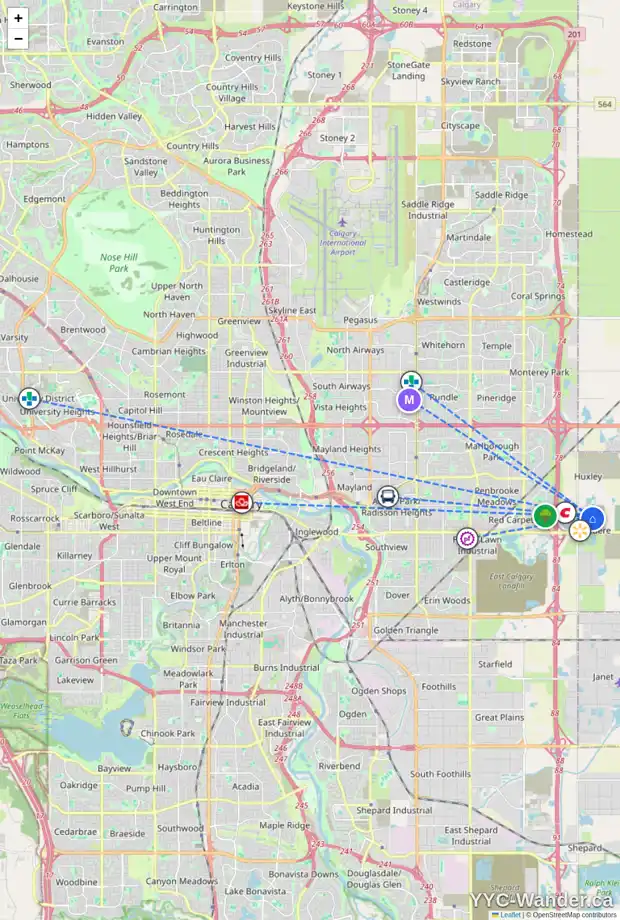 Daily accessibility map for 163 BELVEDERE GR SE, Calgary showing nearby schools, grocery stores, parks, LRT stations and nearby amenities