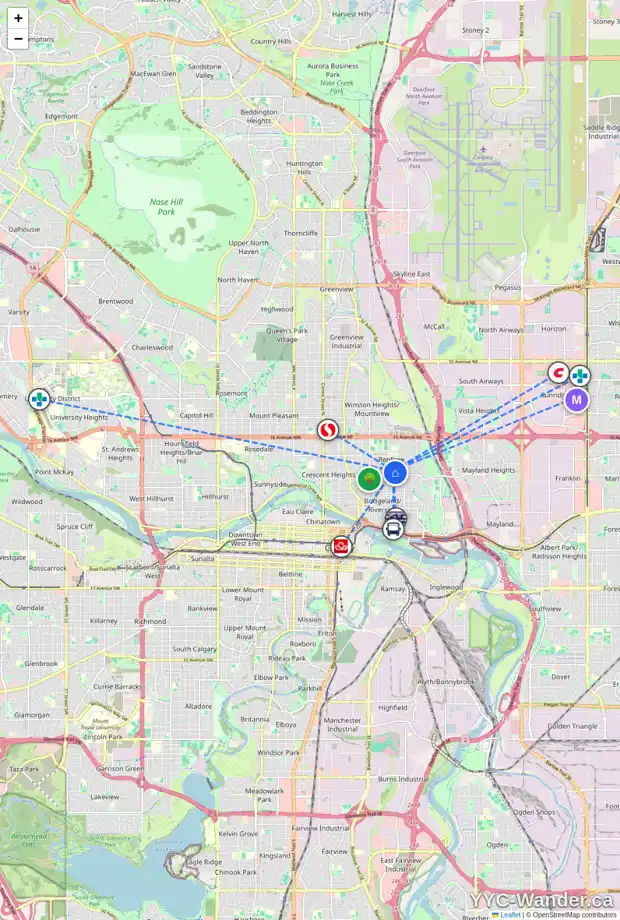Daily accessibility map for 923 RUSSET RD NE, Calgary showing nearby schools, grocery stores, parks, LRT stations and nearby amenities