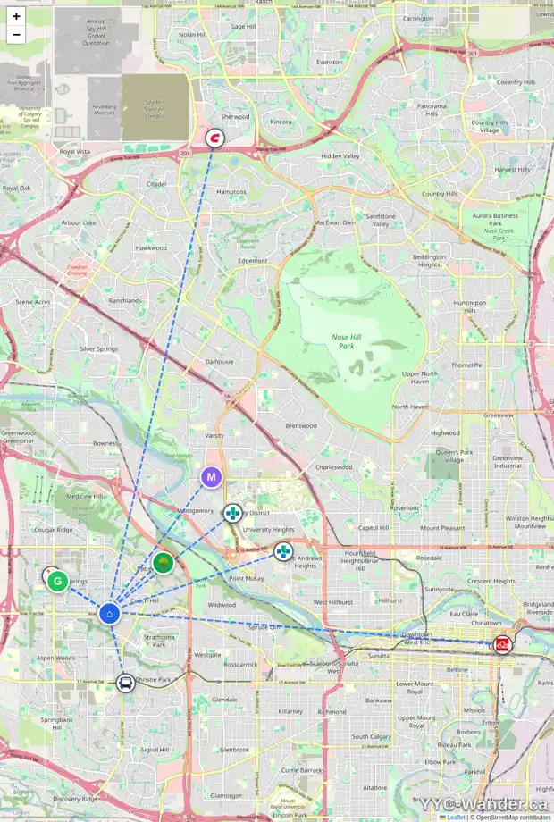 Daily accessibility map for 194 WEST GROVE LN SW, Calgary showing nearby schools, grocery stores, parks, LRT stations and nearby amenities