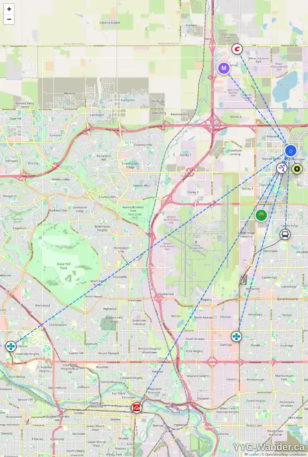 Daily accessibility map for 2422 76 CORNERSTONE PS NE, Calgary showing nearby schools, grocery stores, parks, LRT stations and nearby amenities