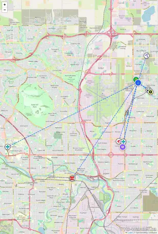 Daily accessibility map for 125 SADDLEPEACE CR NE, Calgary showing nearby schools, grocery stores, parks, LRT stations and nearby amenities