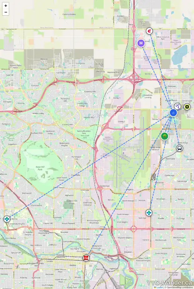 Daily accessibility map for 11157 CITYSCAPE DR NE, Calgary showing nearby schools, grocery stores, parks, LRT stations and nearby amenities