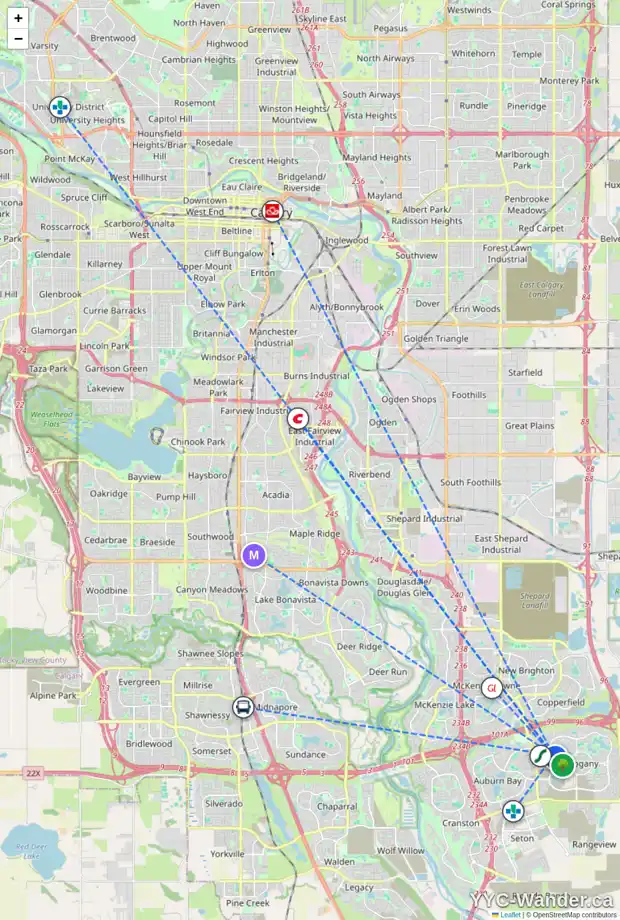 Daily accessibility map for 601 122 MAHOGANY CE SE, Calgary showing nearby schools, grocery stores, parks, LRT stations and nearby amenities