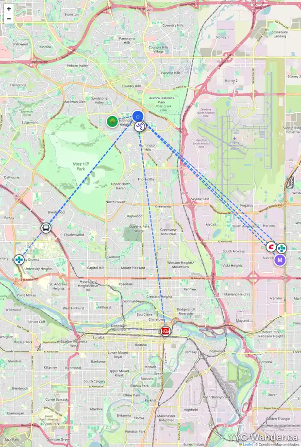 Daily accessibility map for 127 BERMUDA DR NW, Calgary showing nearby schools, grocery stores, parks, LRT stations and nearby amenities
