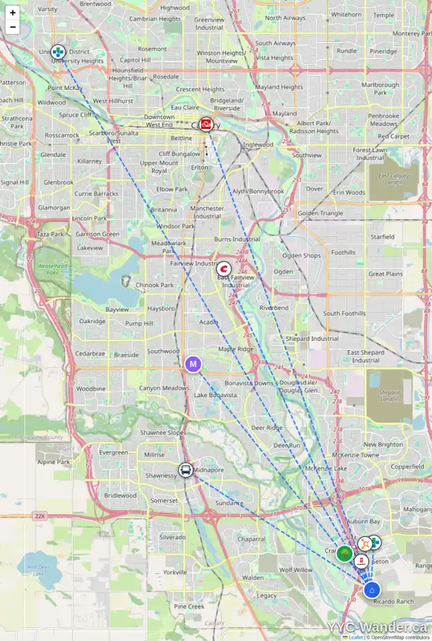 Daily accessibility map for 652 SETON CI SE, Calgary showing nearby schools, grocery stores, parks, LRT stations and nearby amenities