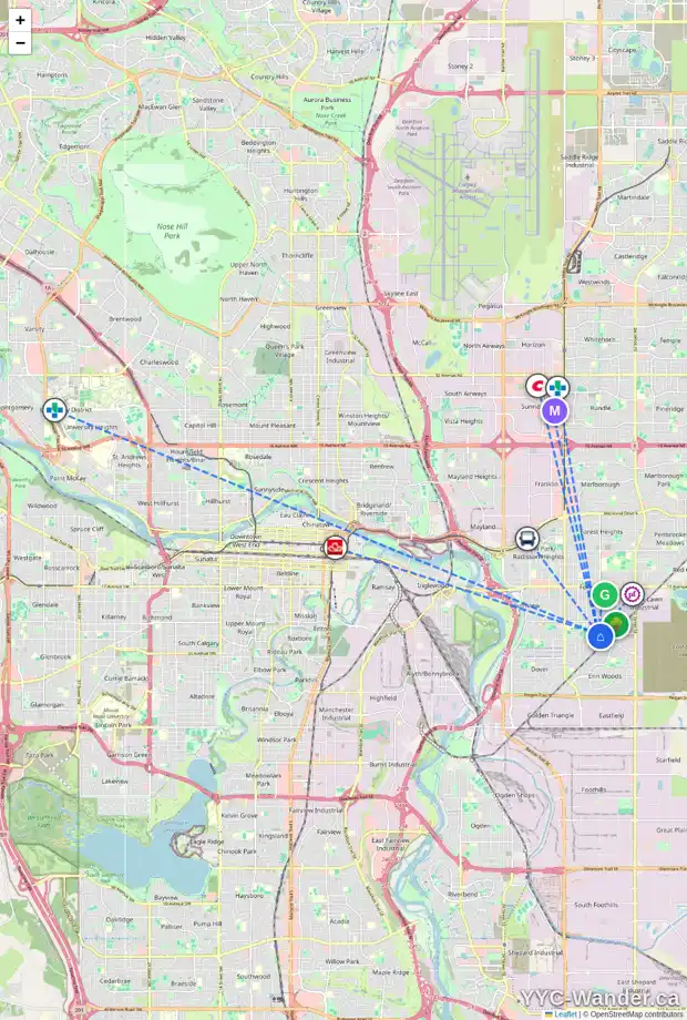 Daily accessibility map for 3017 DOVERVILLE CR SE, Calgary showing nearby schools, grocery stores, parks, LRT stations and nearby amenities