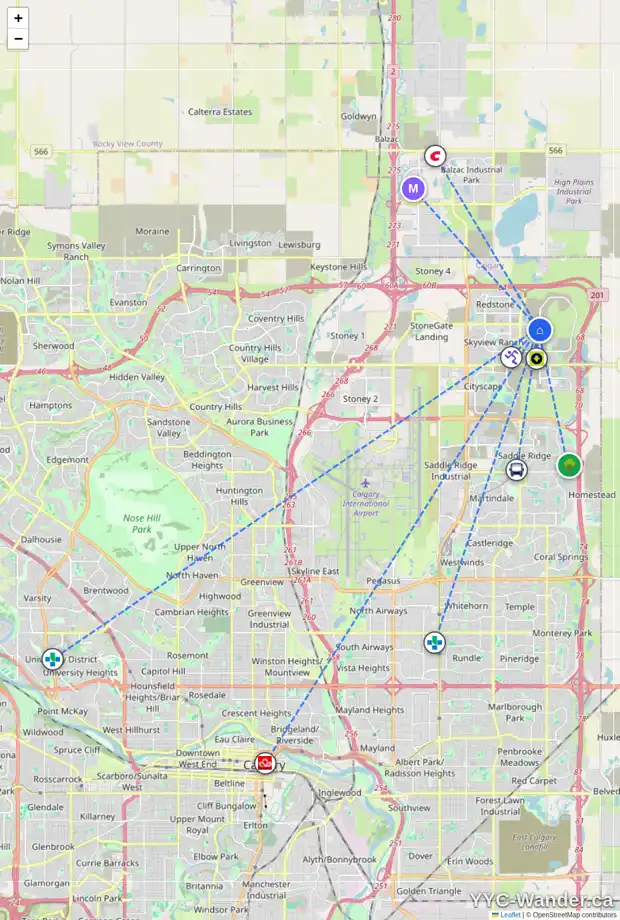 Daily accessibility map for 96 CORNERSTONE MR NE, Calgary showing nearby schools, grocery stores, parks, LRT stations and nearby amenities