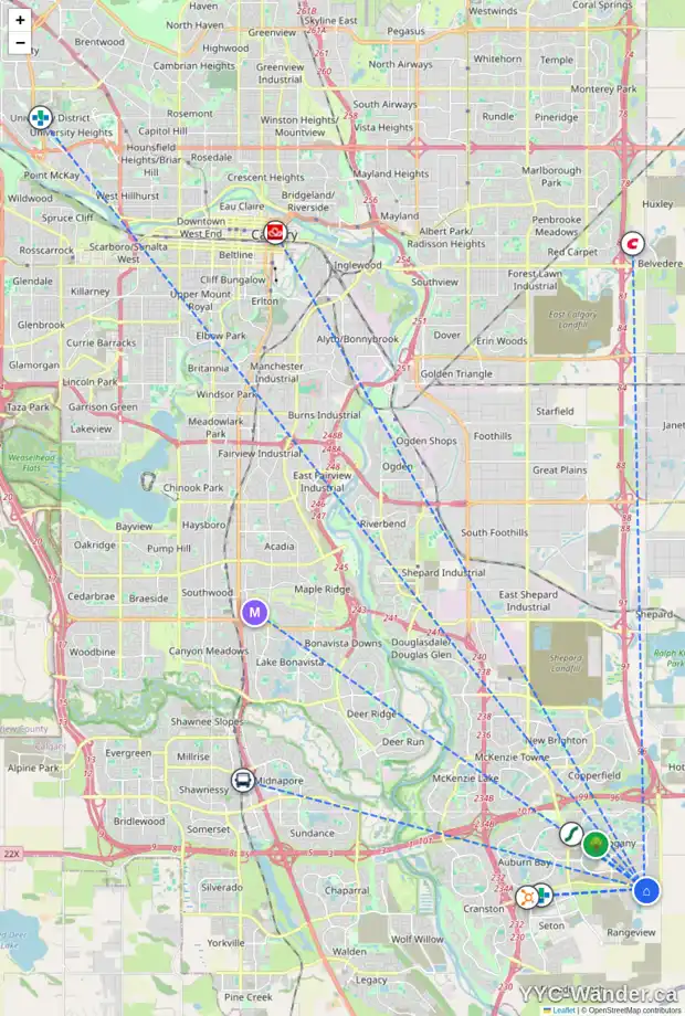 Daily accessibility map for 42 LAVENDER MR SE, Calgary showing nearby schools, grocery stores, parks, LRT stations and nearby amenities