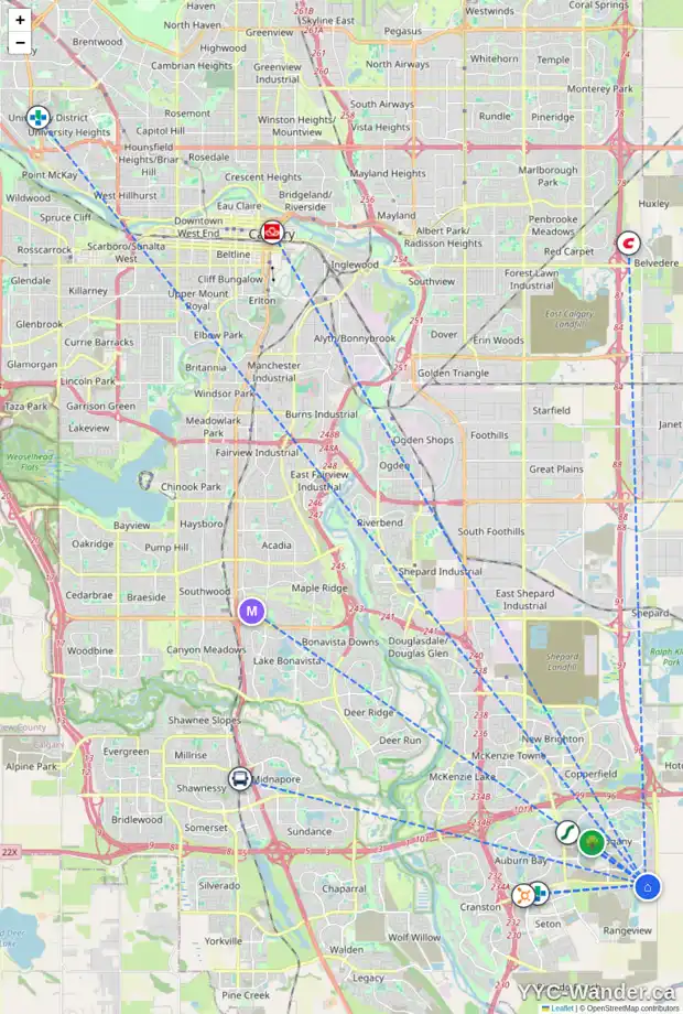 Daily accessibility map for 26 LAVENDER DR SE, Calgary showing nearby schools, grocery stores, parks, LRT stations and nearby amenities