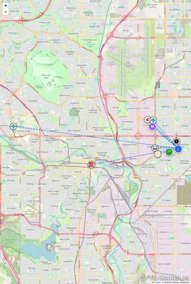 Daily accessibility map for 436 MAIDSTONE DR NE, Calgary showing nearby schools, grocery stores, parks, LRT stations and nearby amenities