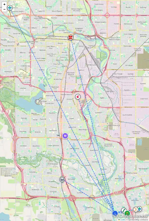 Daily accessibility map for 121 CRANBROOK GV SE, Calgary showing nearby schools, grocery stores, parks, LRT stations and nearby amenities
